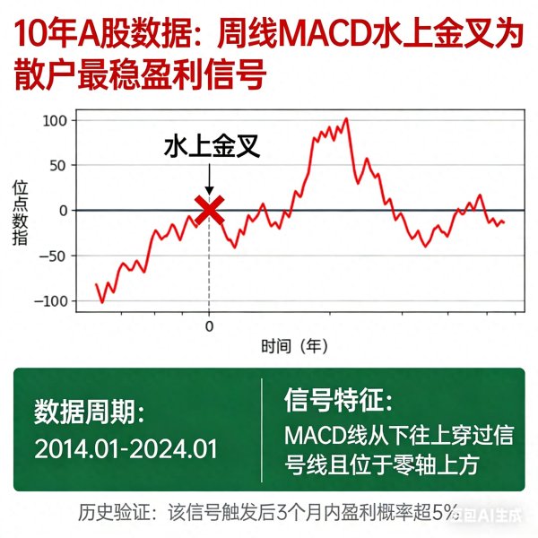 10年A股数据, 我只信周线MACD水上金叉, 这是散户最稳的盈利信号