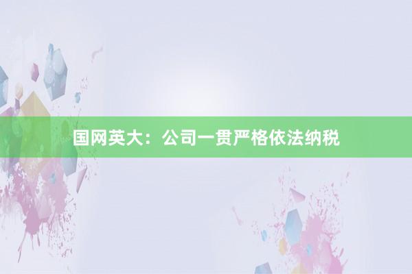 国网英大：公司一贯严格依法纳税