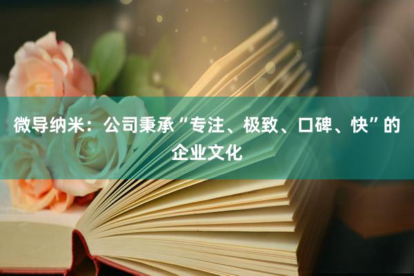 微导纳米：公司秉承“专注、极致、口碑、快”的企业文化