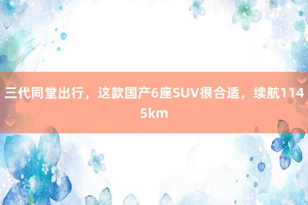 三代同堂出行，这款国产6座SUV很合适，续航1145km