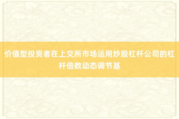 价值型投资者在上交所市场运用炒股杠杆公司的杠杆倍数动态调节基
