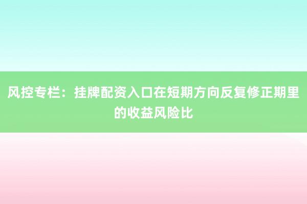 风控专栏：挂牌配资入口在短期方向反复修正期里的收益风险比
