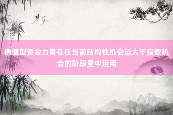 稳健型资金力量在在当前结构性机会远大于指数机会的阶段里中运用