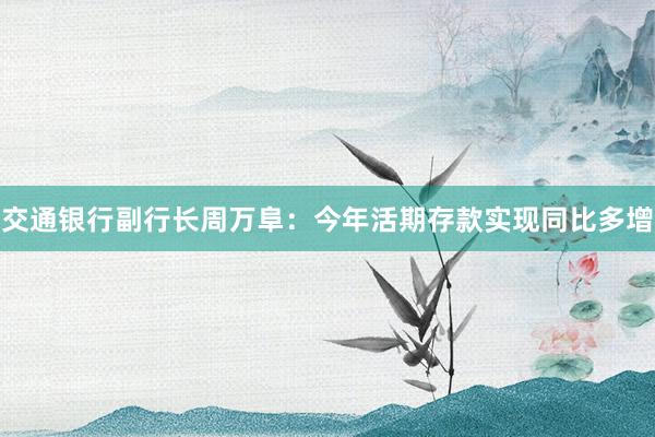 交通银行副行长周万阜：今年活期存款实现同比多增
