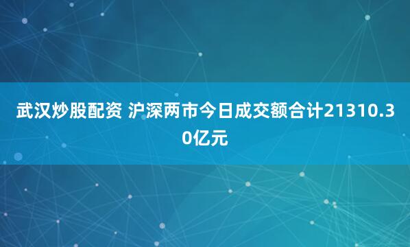 武汉炒股配资 沪深两市今日成交额合计21310.30亿元