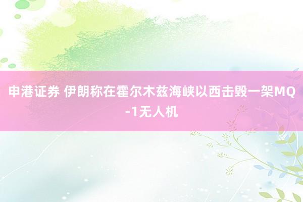 申港证券 伊朗称在霍尔木兹海峡以西击毁一架MQ-1无人机